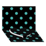 Polka Dots - Verdigris on Black Heart Bottom 3D Greeting Card (7x5)