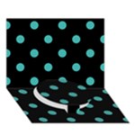 Polka Dots - Verdigris on Black Circle Bottom 3D Greeting Card (7x5)