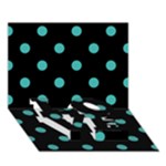 Polka Dots - Verdigris on Black LOVE Bottom 3D Greeting Card (7x5)