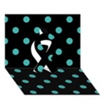 Polka Dots - Verdigris on Black Ribbon 3D Greeting Card (7x5)