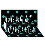 Polka Dots - Verdigris on Black Best Wish 3D Greeting Card (8x4)