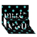 Polka Dots - Verdigris on Black Miss You 3D Greeting Card (7x5)