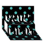 Polka Dots - Verdigris on Black You Did It 3D Greeting Card (7x5)