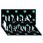 Polka Dots - Verdigris on Black Happy New Year 3D Greeting Card (8x4)