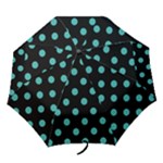 Polka Dots - Verdigris on Black Folding Umbrella