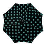 Polka Dots - Verdigris on Black Golf Umbrella