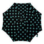 Polka Dots - Verdigris on Black Hook Handle Umbrella (Medium)