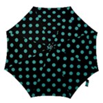 Polka Dots - Verdigris on Black Hook Handle Umbrella (Large)