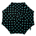 Polka Dots - Verdigris on Black Hook Handle Umbrella (Small)