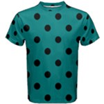 Polka Dots - Black on Teal Men s Cotton Tee
