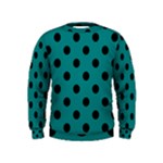 Polka Dots - Black on Teal Kid s Sweatshirt