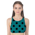 Polka Dots - Black on Teal Tank Bikini Top