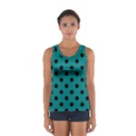 Polka Dots - Black on Teal Women s Sport Tank Top