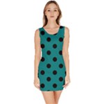 Polka Dots - Black on Teal Bodycon Dress