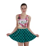 Polka Dots - Black on Teal Mini Skirt