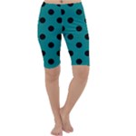 Polka Dots - Black on Teal Cropped Leggings
