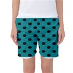 Polka Dots - Black on Teal Women s Basketball Shorts