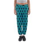 Polka Dots - Black on Teal Women s Jogger Sweatpants