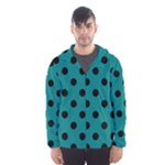 Polka Dots - Black on Teal Hooded Wind Breaker (Men)