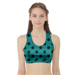 Polka Dots - Black on Teal Women s Sports Bra with Border