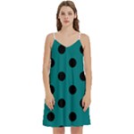 Polka Dots - Black on Teal Women s Reversible Sports Bra with Border