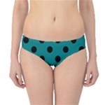 Polka Dots - Black on Teal Hipster Bikini Bottoms