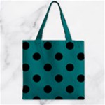 Polka Dots - Black on Teal Zipper Grocery Tote Bag