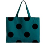 Polka Dots - Black on Teal Zipper Mini Tote Bag