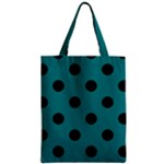Polka Dots - Black on Teal Zipper Classic Tote Bag