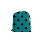 Polka Dots - Black on Teal Drawstring Pouch (S)
