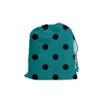 Polka Dots - Black on Teal Drawstring Pouch (M)
