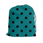 Polka Dots - Black on Teal Drawstring Pouch (XXl)