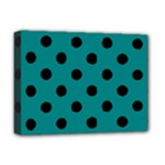 Polka Dots - Black on Teal Deluxe Canvas 16  x 12  (Stretched)