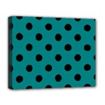 Polka Dots - Black on Teal Deluxe Canvas 20  x 16  (Stretched)