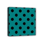 Polka Dots - Black on Teal Mini Canvas 4  x 4  (Stretched)