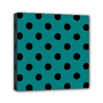 Polka Dots - Black on Teal Mini Canvas 6  x 6  (Stretched)