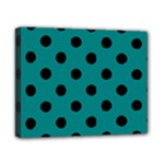 Polka Dots - Black on Teal Canvas 10  x 8  (Stretched)