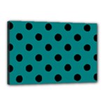 Polka Dots - Black on Teal Canvas 18  x 12  (Stretched)