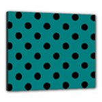 Polka Dots - Black on Teal Canvas 24  x 20  (Stretched)