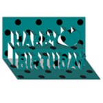 Polka Dots - Black on Teal Happy Birthday 3D Greeting Card (8x4)