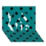 Polka Dots - Black on Teal LOVE 3D Greeting Card (7x5)