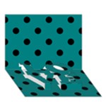 Polka Dots - Black on Teal LOVE Bottom 3D Greeting Card (7x5)