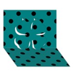 Polka Dots - Black on Teal Clover 3D Greeting Card (7x5)