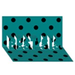 Polka Dots - Black on Teal BEST SIS 3D Greeting Card (8x4)