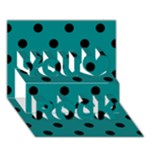 Polka Dots - Black on Teal You Rock 3D Greeting Card (7x5)