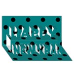 Polka Dots - Black on Teal Happy New Year 3D Greeting Card (8x4)