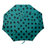 Polka Dots - Black on Teal Folding Umbrella