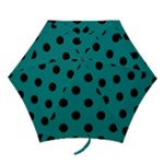 Polka Dots - Black on Teal Mini Umbrella