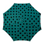 Polka Dots - Black on Teal Golf Umbrella