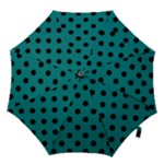 Polka Dots - Black on Teal Hook Handle Umbrella (Small)